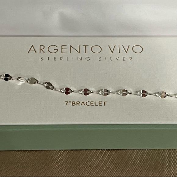 Argento Vivo Sterling Silver Disc Line Bracelet 7” NWB Dainty & Lightweight - Picture 7 of 10